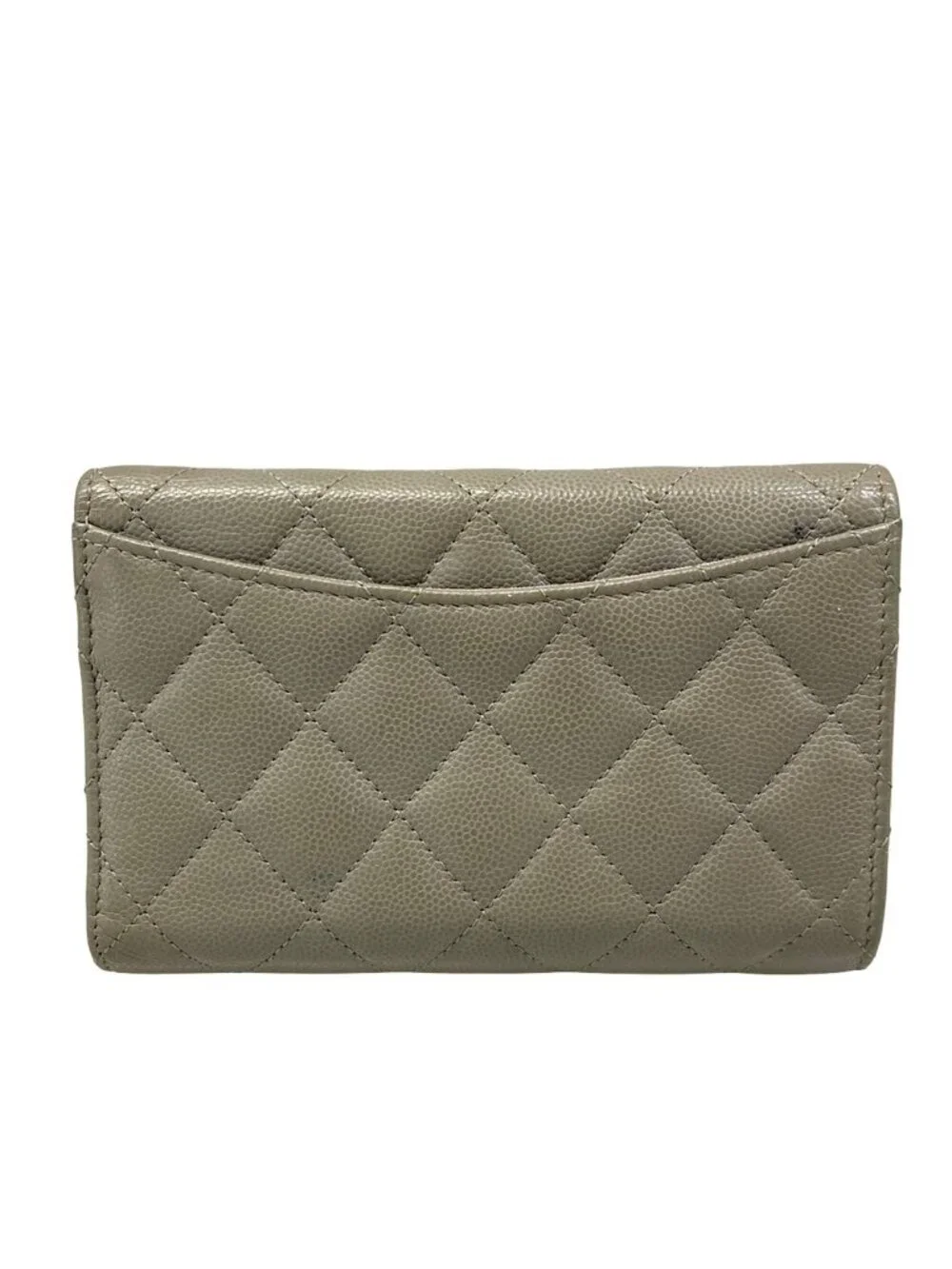 Chanel Trifold Wallet Quilted Gray Gold